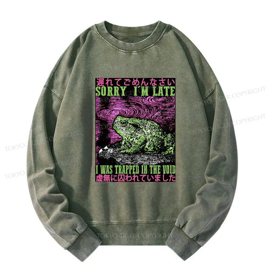 Tokyo-Tiger Frogs Trapped In The Void Washed Sweatshirt