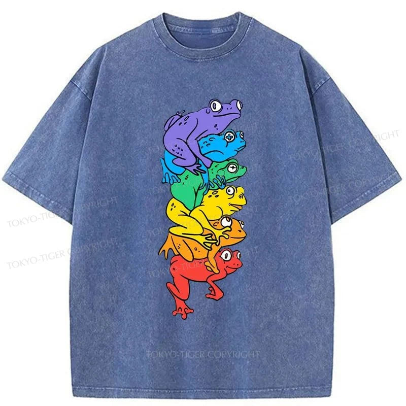 Tokyo-Tiger LGBT Frog Japanese Washed T-Shirt