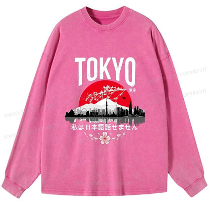 Tokyo-Tiger I don’t speak Japanese Washed Long Sleeve T-Shirt