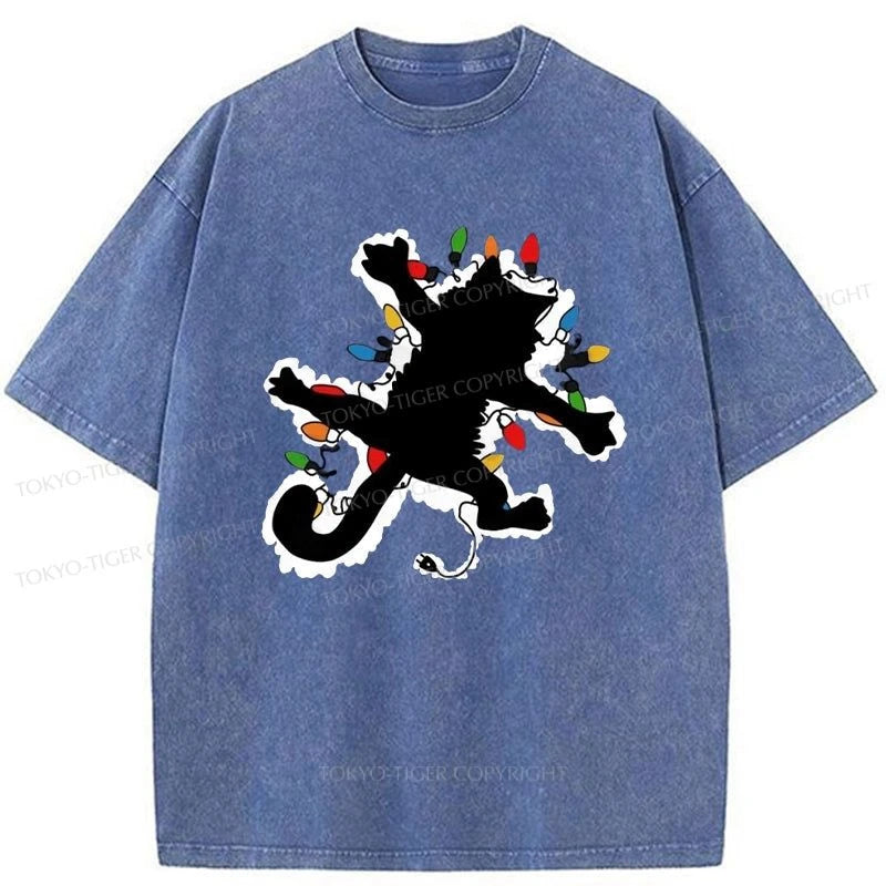 Tokyo-Tiger Funny Pussy-cat From Christmas Vacation Washed T-Shirt