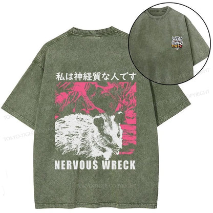 Tokyo-Tiger Nervous Wreck Front Back Washed T-Shirt