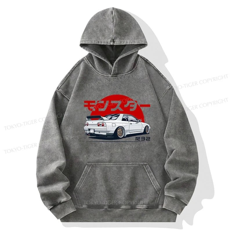 Tokyo-Tiger Monster. Skyline R32 GTR Washed Hoodie