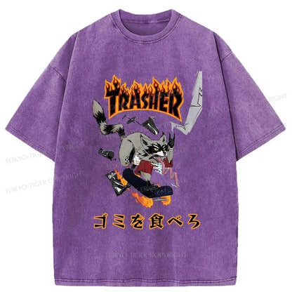 Tokyo-Tiger Skate Fast Eat Trash Washed T-Shirt