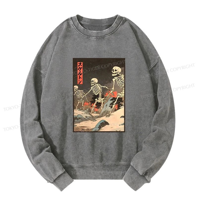 Tokyo-Tiger Japanese Rising Skeletons Washed Sweatshirt