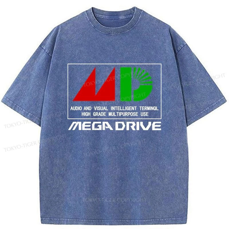 Tokyo-Tiger Mega Drive MDJP Logo Washed T-Shirt