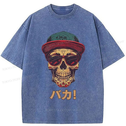 Tokyo-Tiger Fashion Skull Japanese Washed T-Shirt