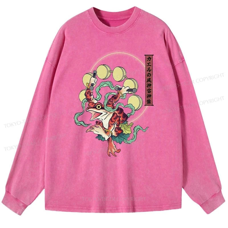 Tokyo-Tiger Frog Monster Japanese Washed Long Sleeve T-Shirt