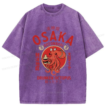 Tokyo-Tiger Drunken Octopus Japan Washed T-Shirt