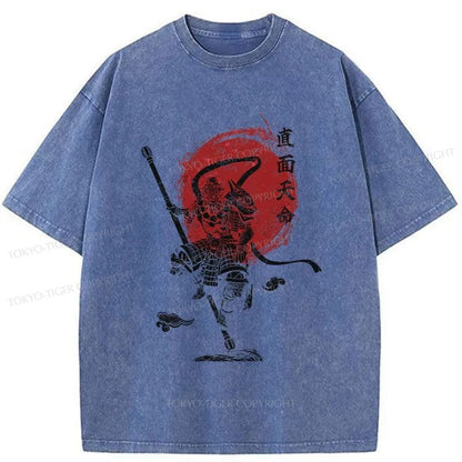 Tokyo-Tiger Face Destiny Wukong Washed T-Shirt