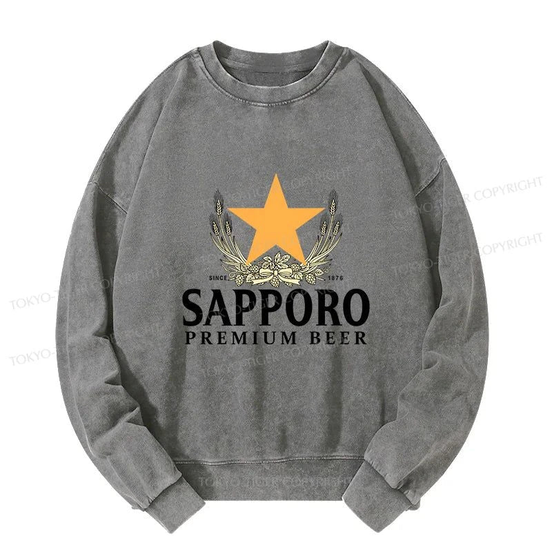 Tokyo-Tiger Sapporo Beer Logo Japanese Washed Sweatshirt