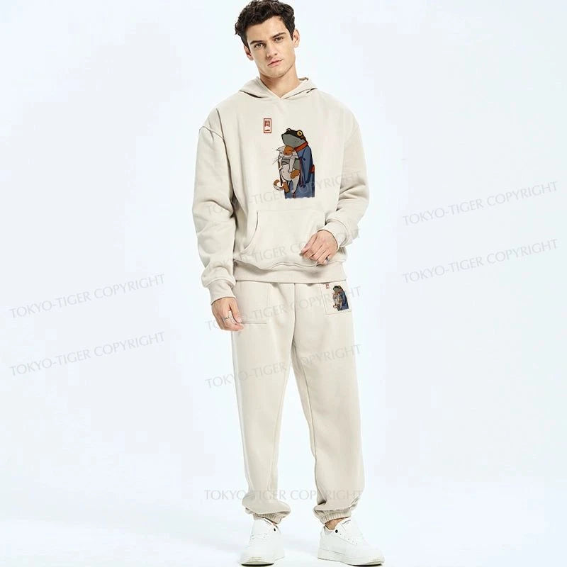 Tokyo-Tiger The Frog Holds The Cat Fleece Lined Hoodie Set