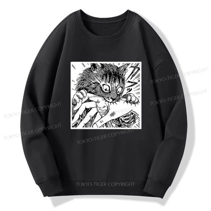 Tokyo-Tiger Creepy Cat Anime Horror Anteater Sweatshirt