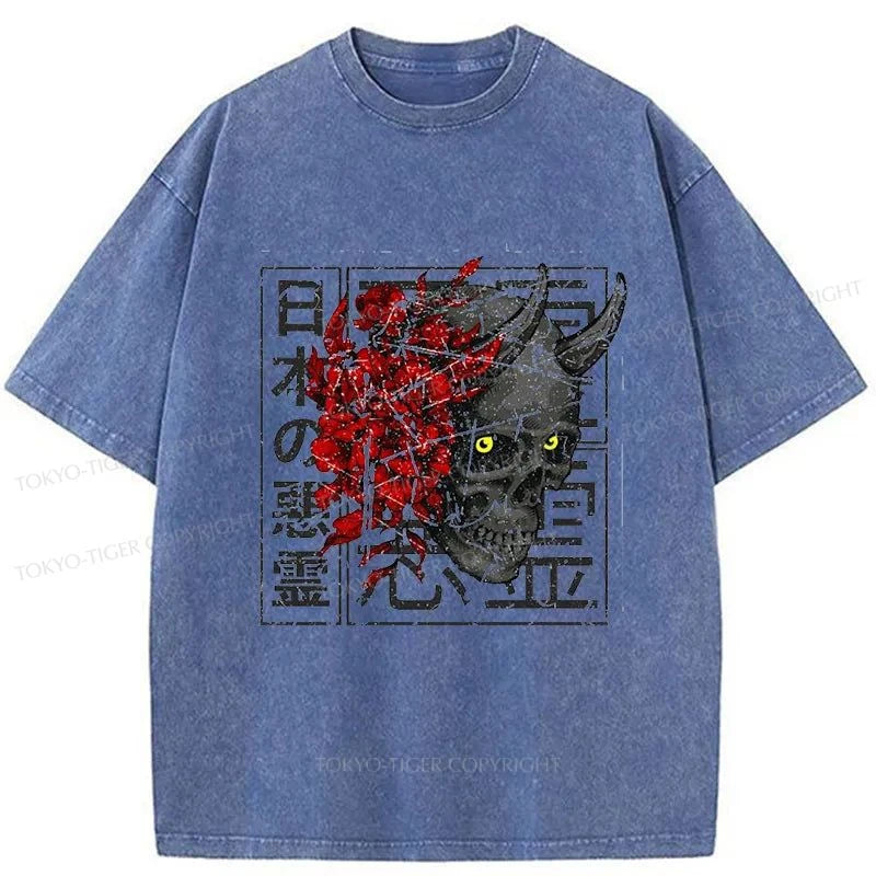 Tokyo-Tiger Japanese Evil Spirit Washed T-Shirt