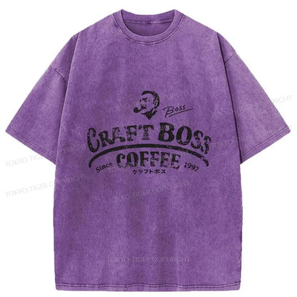 Tokyo-Tiger Craft Boss Coffee Logo Washed T-Shirt