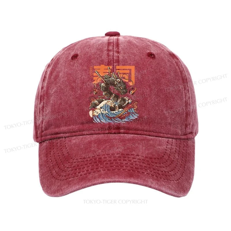 Tokyo-Tiger The Great Sushi Dragon Wave Washed Cap