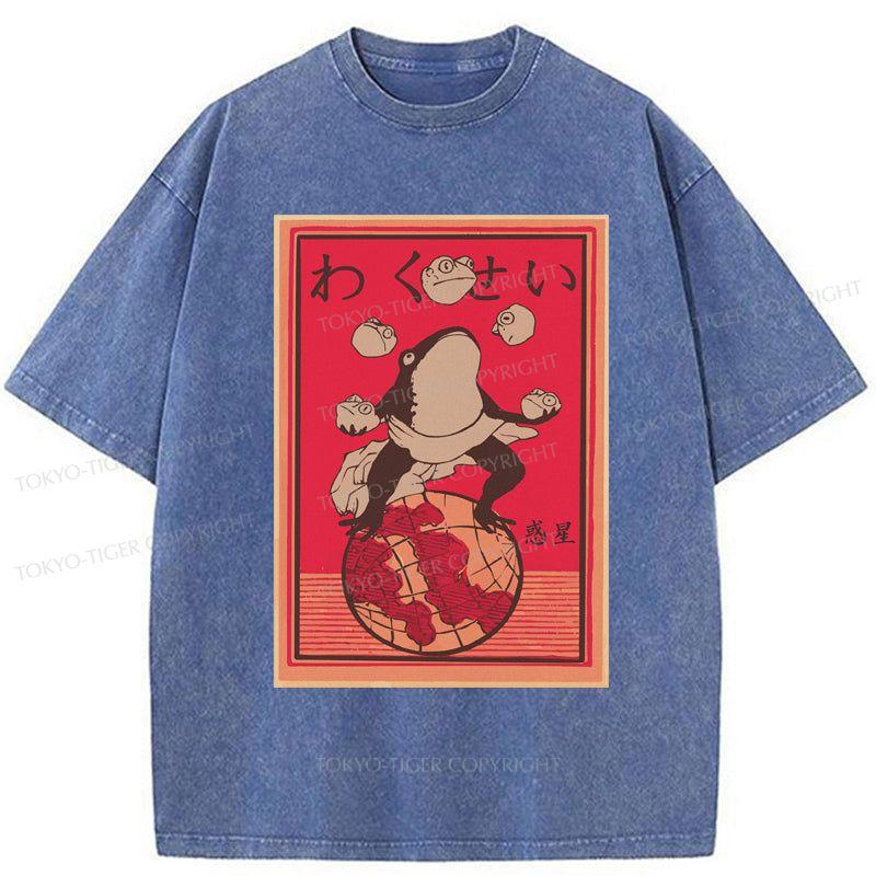 Tokyo-Tiger Wakusei Frog Funny Washed T-Shirt