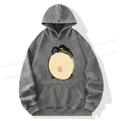 Tokyo-Tiger Grumpy Frog Japanese Washed Hoodie