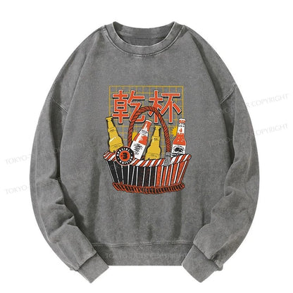 Tokyo-Tiger Have A Beer Together Washed Sweatshirt