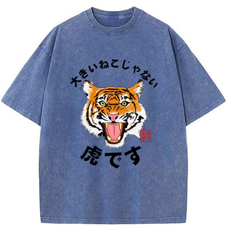 Tokyo-Tiger Big Cat Tiger Tora Washed T-Shirt