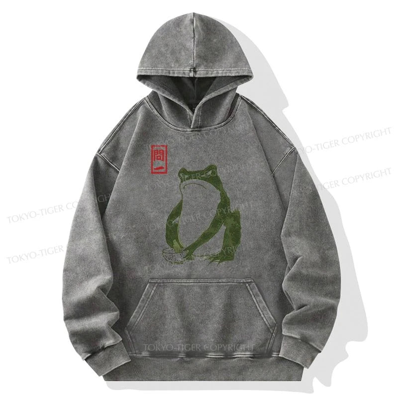 Tokyo-Tiger Woodblock Print Frog Washed Hoodie