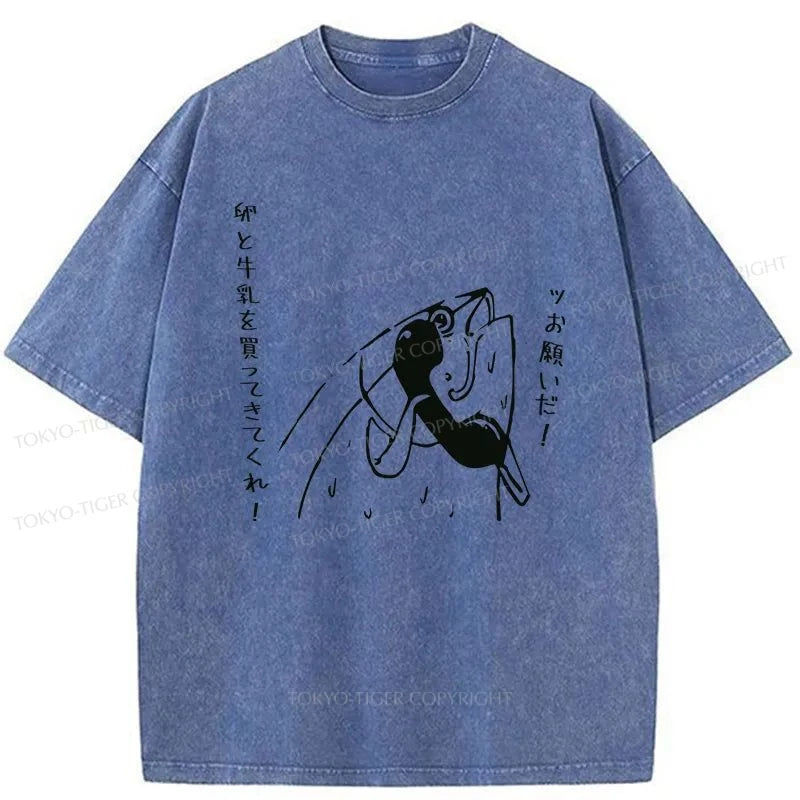 Tokyo-Tiger A Fish On The Phone Washed T-Shirt