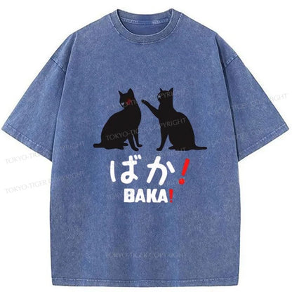 Tokyo-Tiger Funny Japanese Cat Washed T-Shirt