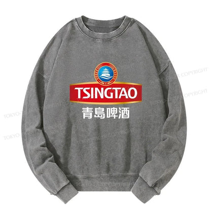 Tokyo-Tiger Qingdao Beer Logo Washed Sweatshirt