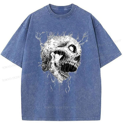 Tokyo-Tiger Terrifying Skull Japan Washed T-Shirt