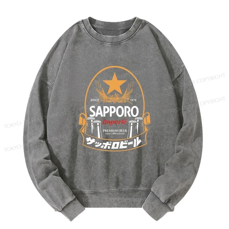 Tokyo-Tiger Sapporo Beer Japanese Memorabilia Washed Sweatshirt