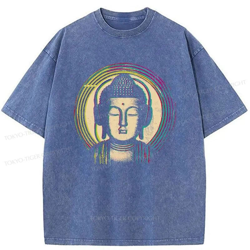 Tokyo-Tiger Buddha With Headphones Washed T-Shirt