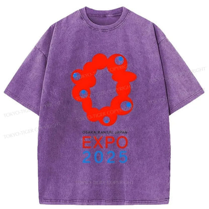 Tokyo-Tiger Logo Of EXPO 2025 Washed T-Shirt