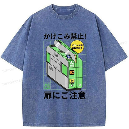 Tokyo-Tiger Train Gate Manga Washed T-Shirt