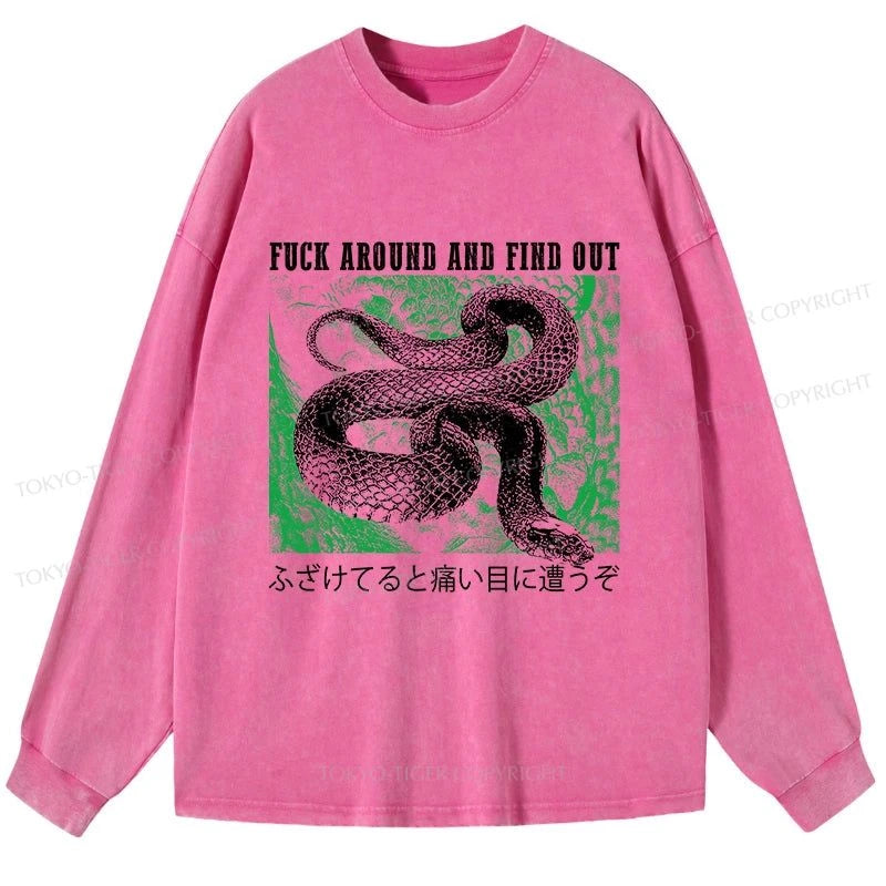 Tokyo-Tiger Cold And Heartless Snake Washed Long Sleeve T-Shirt