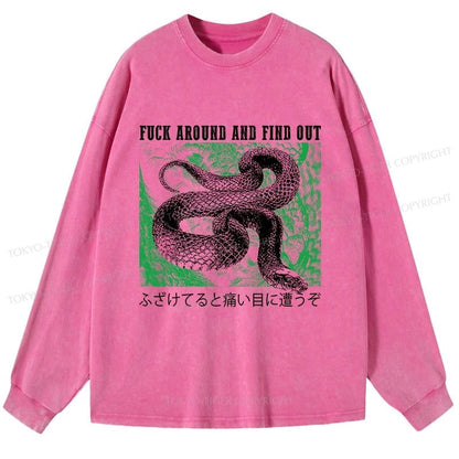 Tokyo-Tiger Cold And Heartless Snake Washed Long Sleeve T-Shirt