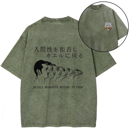 Tokyo-Tiger Return To Frog Front Back Washed T-Shirt