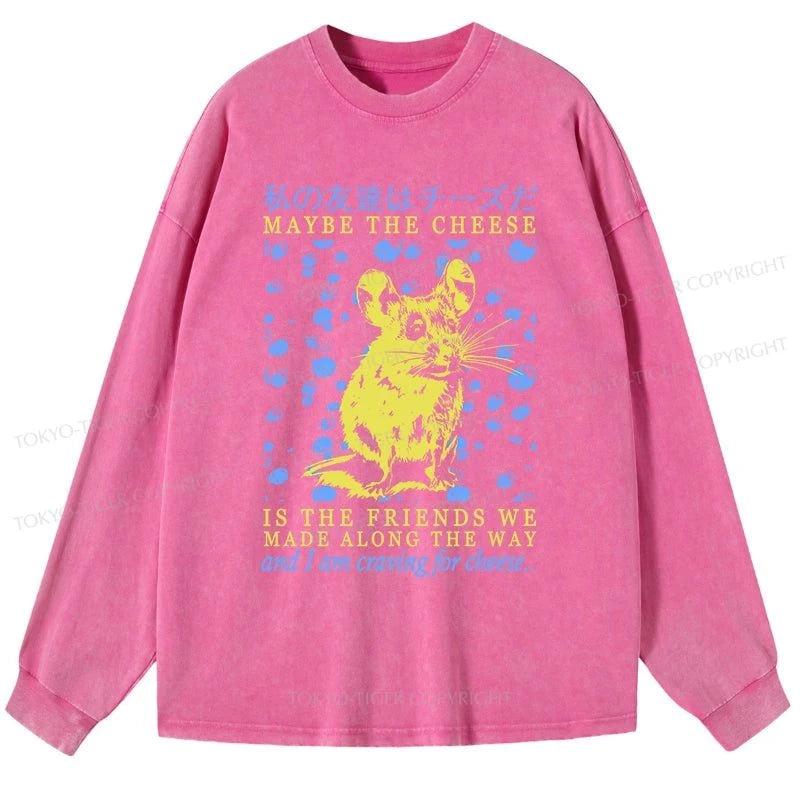 Tokyo-Tiger My Friend Is Cheese Washed Long Sleeve T-Shirt