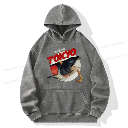 Tokyo-Tiger Vintage Japanese Tsukiji Fish Market Washed Hoodie