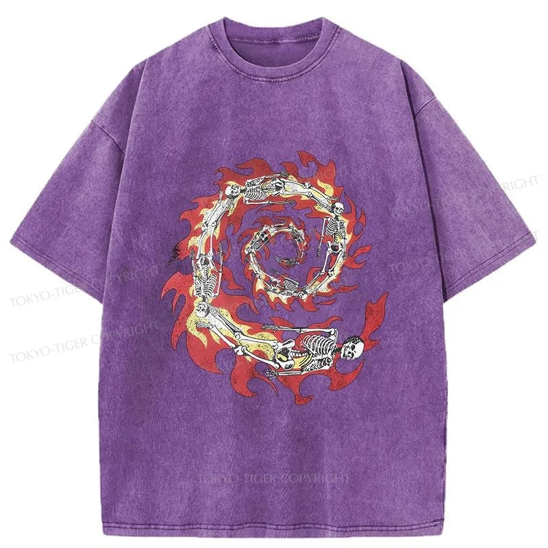 Tokyo-Tiger Skeleton Fire Washed T-Shirt