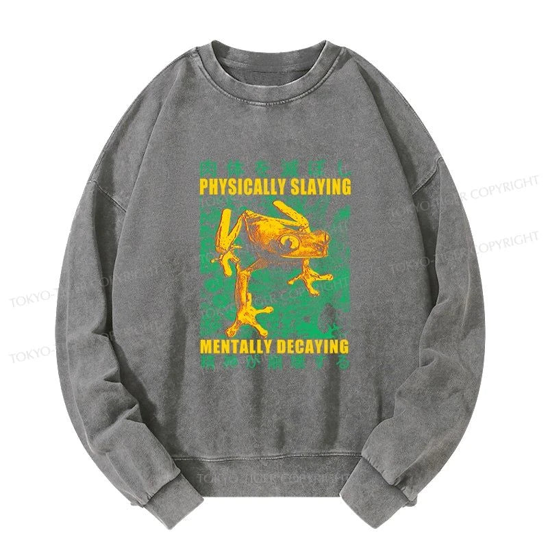 Tokyo-Tiger Physically Slaying Mentally Decaying Washed Sweatshirt