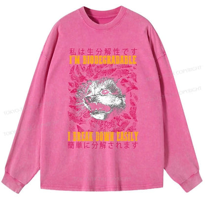 Tokyo-Tiger An Easily Breakable Opossum Washed Long Sleeve T-Shirt