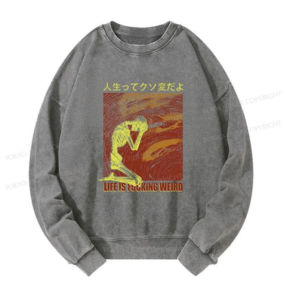 Tokyo-Tiger Skeleton Life is Fu Washed Sweatshirt