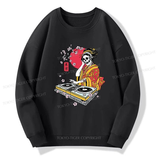 Tokyo-Tiger Japanese Geisha DJ Skull Sweatshirt