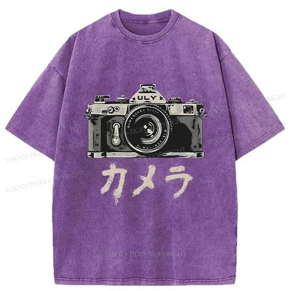 Tokyo-Tiger Japanese Camera Washed T-Shirt