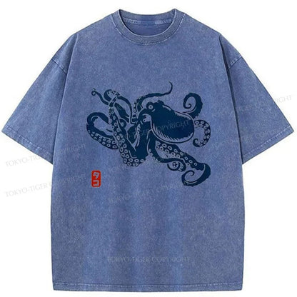 Tokyo-Tiger Japanese Octopus Washed T-Shirt