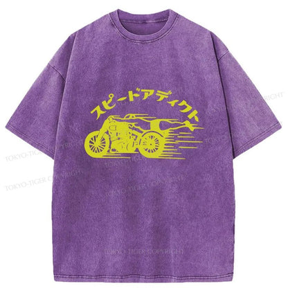 Tokyo-Tiger Speed Adapt Motorcycle Washed T-Shirt