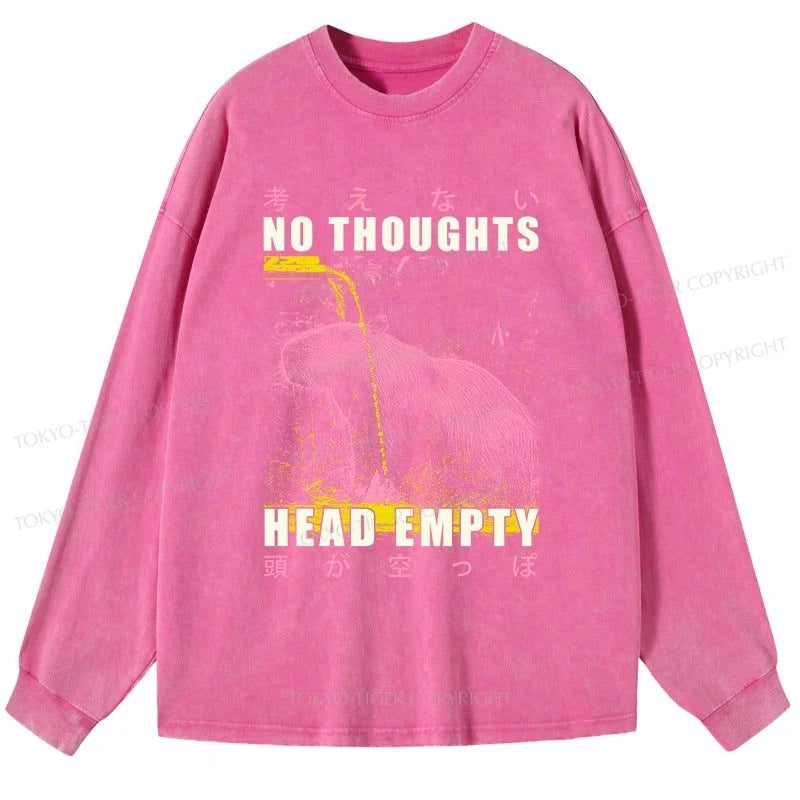 Tokyo-Tiger No Thoughts Head Empty Washed Long Sleeve T-Shirt