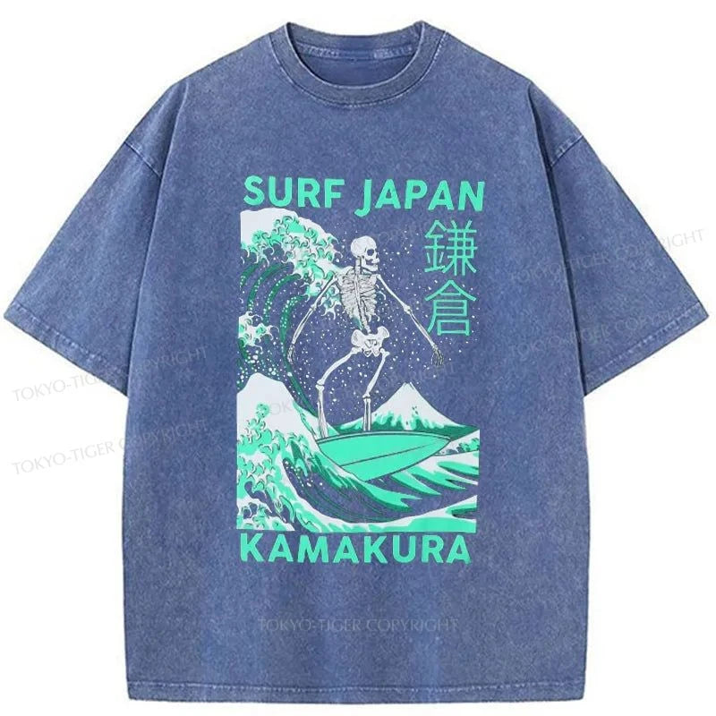 Tokyo-Tiger Surf Japanese Skeleton Washed T-Shirt