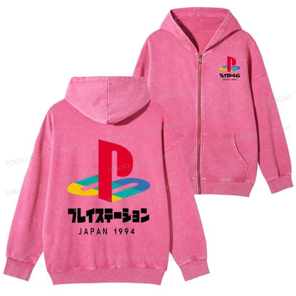 Tokyo-Tiger Playstation Japan 1994 Washed Zip Hoodie