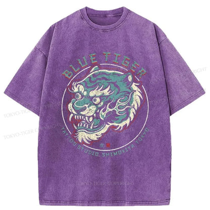 Tokyo-Tiger Blue Tiger Japanese Washed T-Shirt