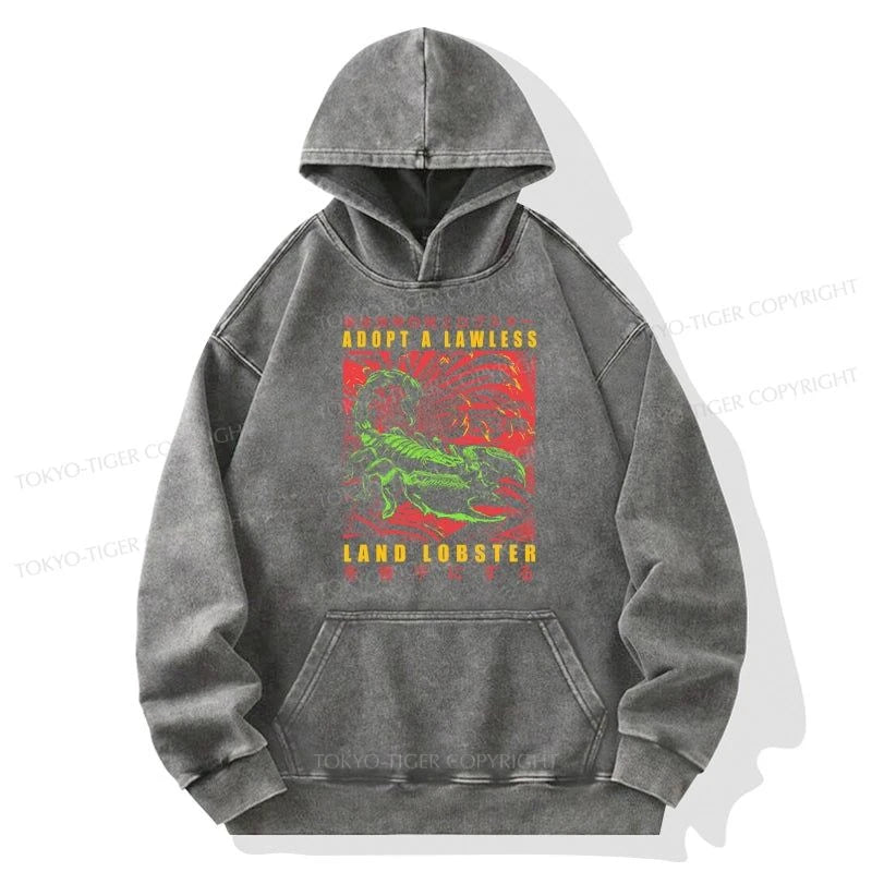 Tokyo-Tiger Adopting A Land Lobster Japanese Washed Hoodie